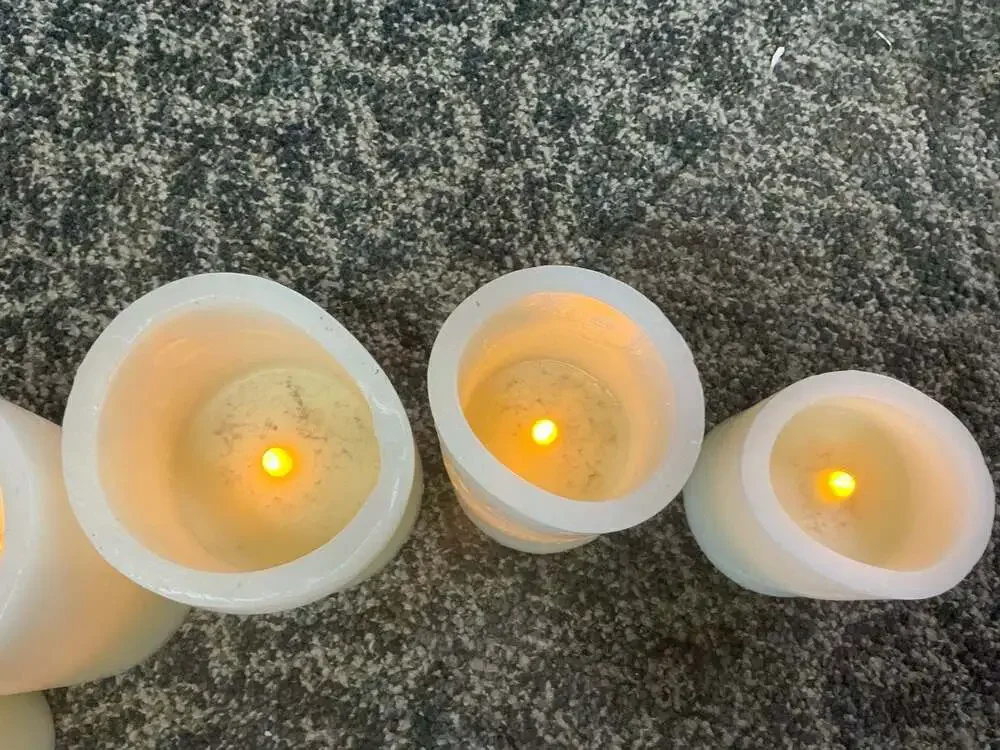Set of 5 Graduated Flameless LED Pillar Candles with Wax Finish